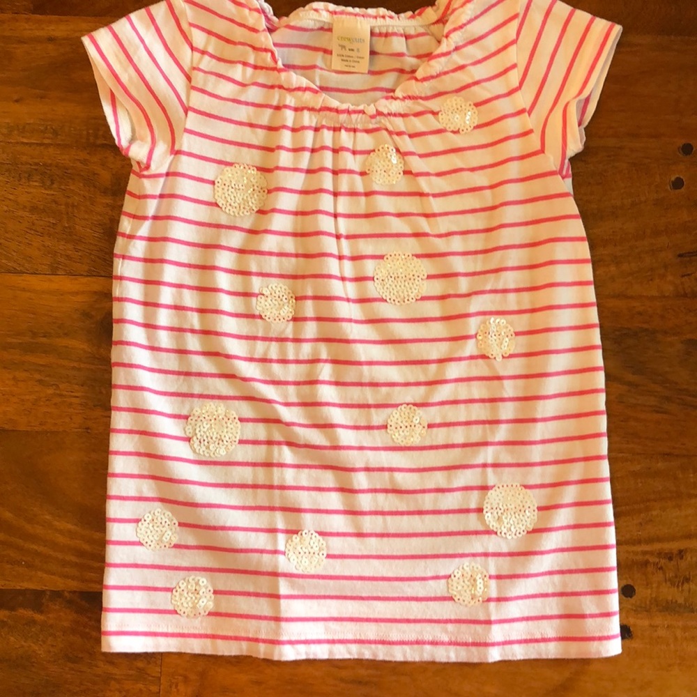 Crewcuts striped sequin dot top